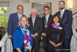 Empfang der Stralsunder Delegation, bestehend aus dem 2. Stellvertreter des Oberbürgermeisters, Heino Tanschus (r.), der Leiterin der Abteilung Planung und Denkmalpflege, Kirstin Gessert (2.v.r.) und der Leiterin der Abteilung Kultur und Öffentlichkeitsarbeit, Jeannine Wolle (2.v.l.) durch den Kieler Stadtpräsidenten Hans-Werner Tovar, den Oberbürgermeister Dr. Ulf Kämpfer (3.v.r.) sowie den Ratsherrn und Delegationsbetreuer Oliver Voigt (1.v.l.)