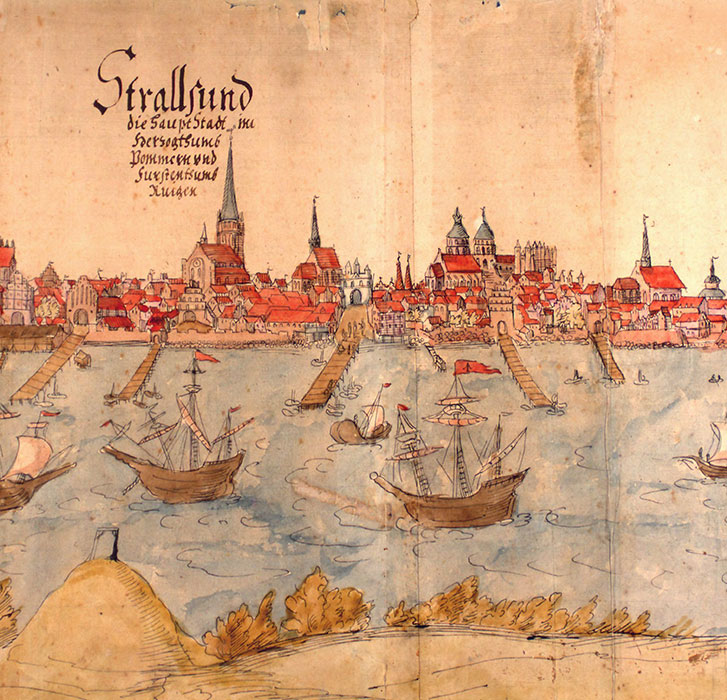 Geschichte, hier: historische Stadtansicht Stralsunds